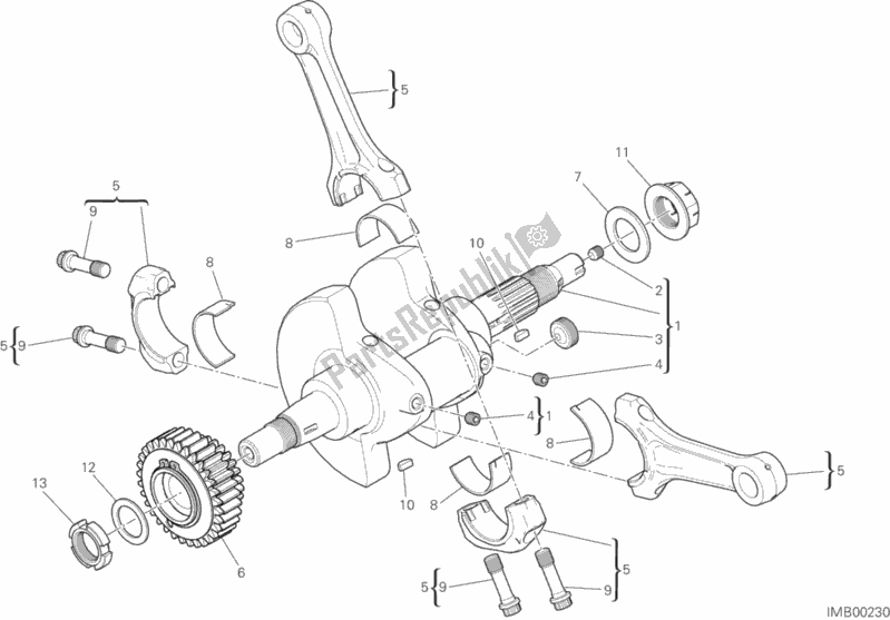 All parts for the Connecting Rods of the Ducati Monster 821 USA 2018